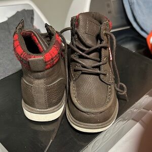 Levi's Brown Kids Boots with Red Plaid